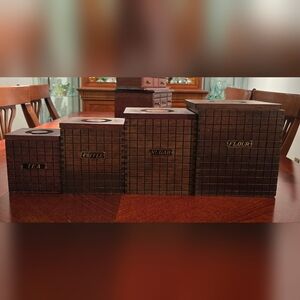 Mid Century Modern Wood Canister Set